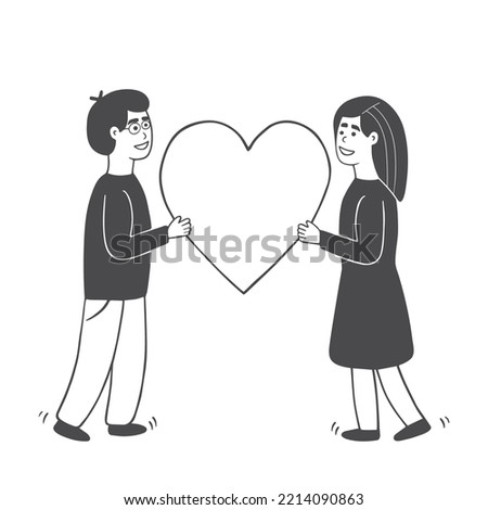 Men and women holding heart