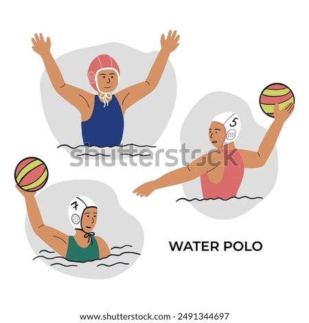 Water Polo player cartoon graphic vector