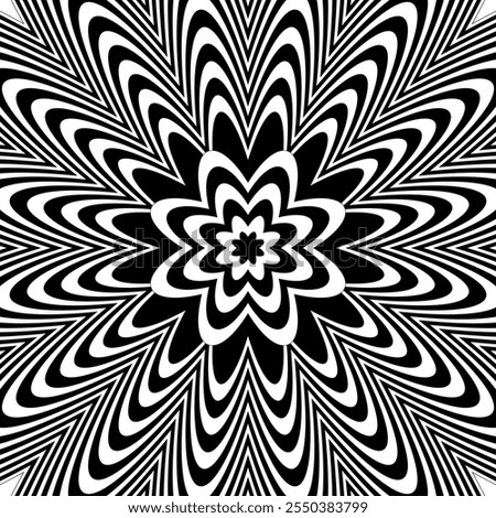 Modern black and white abstract background with geometric pattern. An optical illusion. Op-art style. Vector texture.