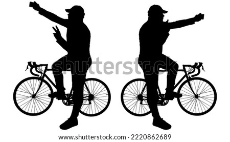 Similar – Image, Stock Photo shadow of cyclist taking photo