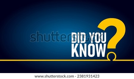 Did you know and yellow question mark, vector poster or banner, social media post