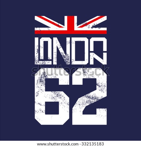Print for T-shirts. English flag. London. Vector illustration.