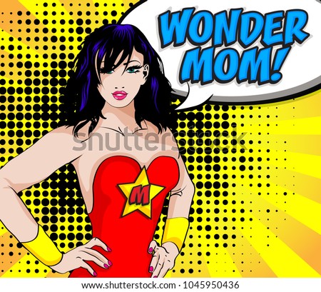 Pop Art Super Hero Woman. Iconic woman symbol of female power. cartoon woman an attitude. 