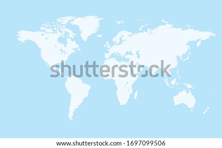 simple world map, light blue background