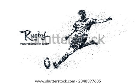 Rugby silhouette in stippled style, bicolor vector illustration