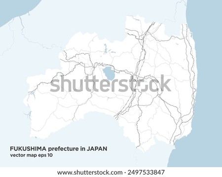 A simple road map of Fukushima Prefecture, Japan