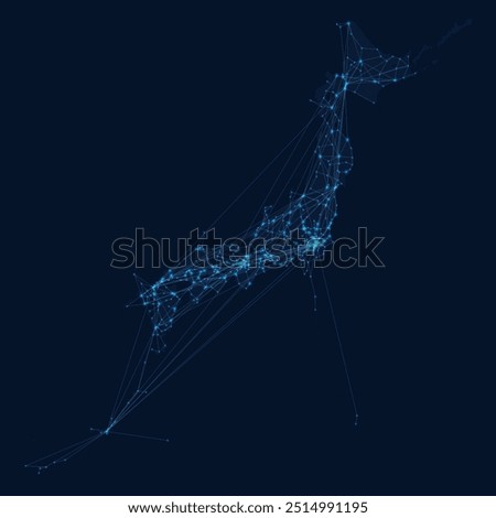 A dot map of the entire Japanese archipelago, representing a digital network.