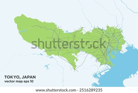 Green road route map of Tokyo, Japan