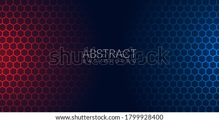 Abstract red & blue light hexagon line in black modern luxury futuristic background vector illustration.