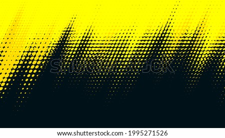Dots halftone yellow and dark blue color pattern gradient grunge texture background. Dots pop art sport style vector illustration.