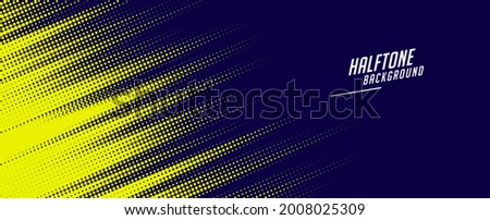 Yellow halftone on blue background. Vector dotted sparkles or halftone shine pattern texture Pop Art Style Background. 
