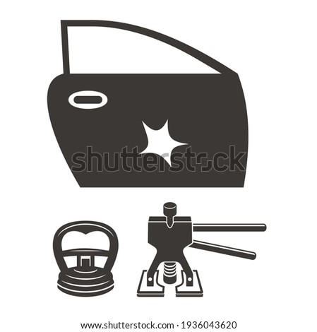 illustration for dent car body repair, auto dent icon.