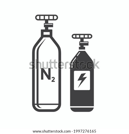 nitrogen tube illustration, nitrogen tank icon.