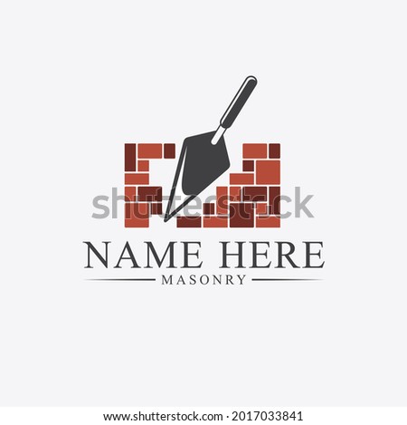 logo template for masonry service, vector art.