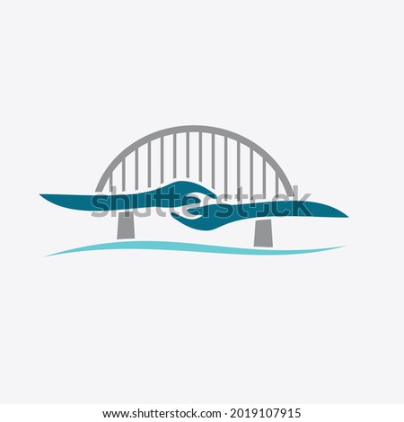 hand and bridge illustration, icon for relief activities
