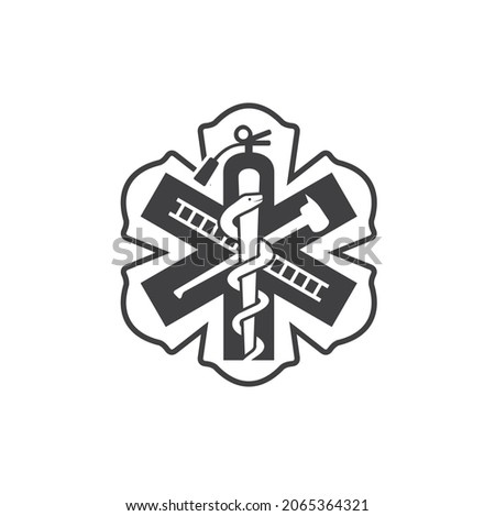 illustration of fire rescue badge, vector art.