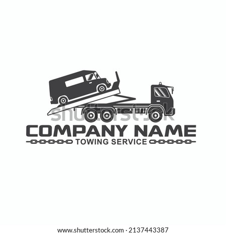 rollback tow truck service, vector art.