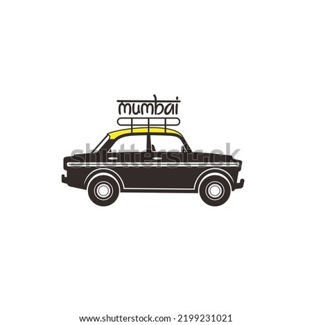illustration of classic mumbai taxi, vector art.