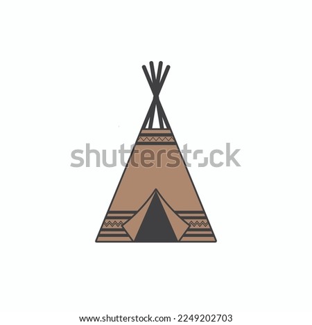 illustration of indian teepee tent, native american culture, vector art.