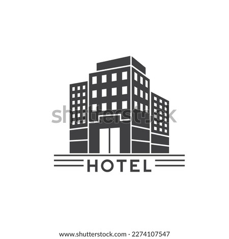 illustration of hotel, lodging, vector art.