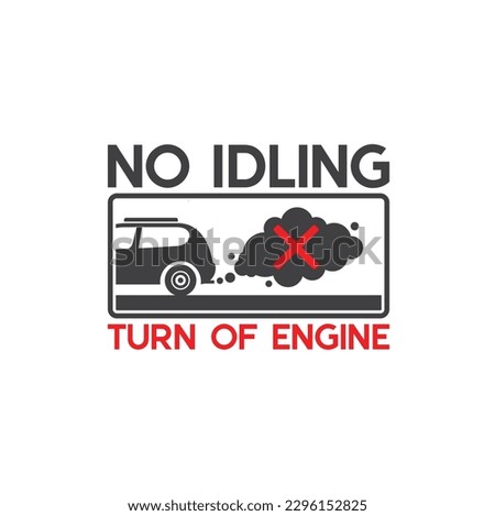 illustration of no idling, no idling sign, vector art.