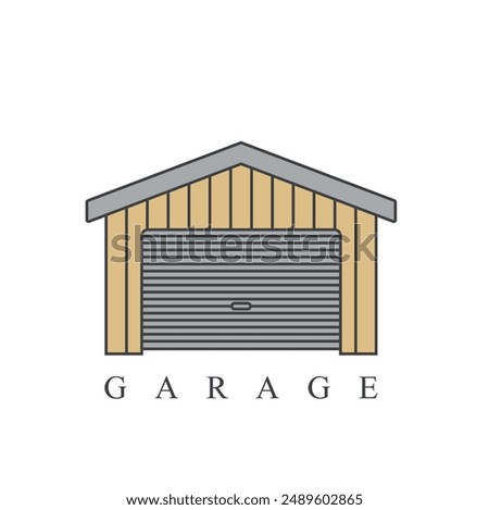 illustration of garage, garage automotive, vector art.