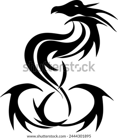 Phoenix Rising Abstract vector design, black drawing	