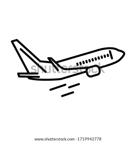 Airplane flight side view icon outline vector