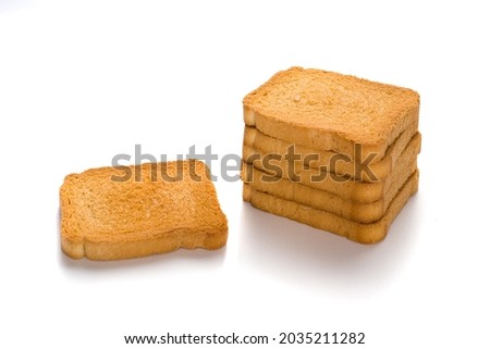 stacked rusks isolated on white background Сток-фото © 