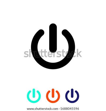 Shut down button or power on/off vector. Simple, flat design for web or mobile app icon set in modern colour design concept on isolated white background. EPS 10 vector.