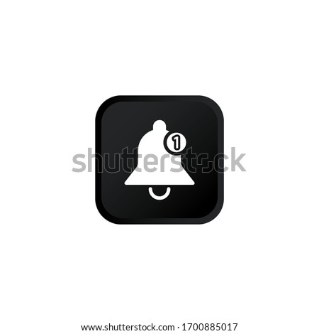 Notification or bell ring icon modern button for web or appstore design black symbol isolated on white background. Vector EPS 10.