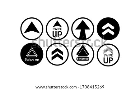 Swipe up, arrow up icon modern button for web or appstore design black symbol isolated on white background. Vector EPS 10.