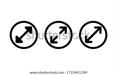 Diameter icon set in black on isolated white background. EPS 10 vector.