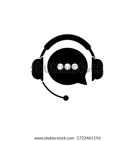 Tech support, call center or gear with headphones icon on an isolated white background. EPS 10 vector