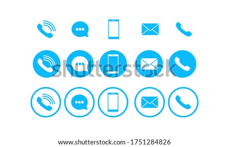 Set of communication icons set modern button. Phone, mobile phone, mail on isolated background for applications, web, application. Eps 10 vector