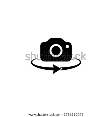 Camera 360-degree view. Panorama camera photo icon on isolated white background. Front camera swap. Eps 10 vector.