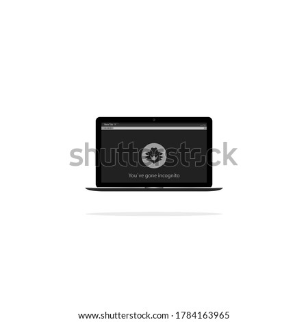 Incognito icon. Browse in private laptop. Vector on isolated white background. EPS 10