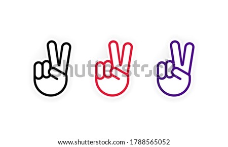 Hand gesture icon. Victory sign. Vector on isolated white background. EPS 10