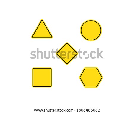 Blank warning sign templates set. Traffic signs. Triangle, square or rhombus, round and rectangle shapes. Vector on isolated white background. EPS 10