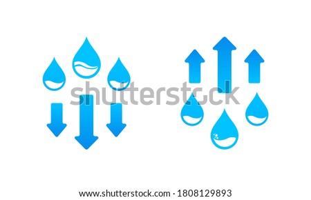 Humudity level up and down icon. Water cycle. Vector on isolated white background. EPS 10