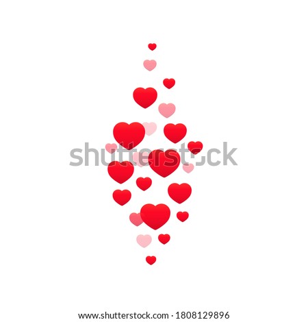 Flying red hearts icon. Streaming video. Vector on isolated white background. EPS 10