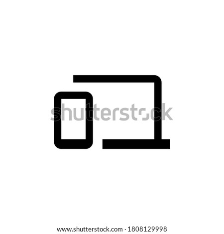 Devices icon. Laptop and smartphone. Phonelink. Gadget service. Vector on isolated white background. EPS 10
