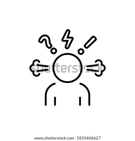Angry person line icon. Steam is coming out from ears. Frustration, burnout, furious. Annoyed man. Stress symptom. Vector on isolated white background. EPS 10 Сток-фото © 