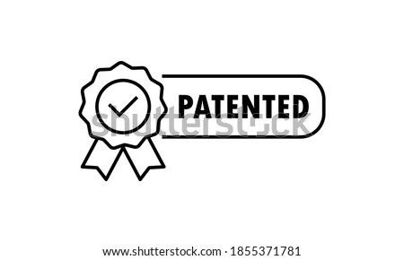 Patented icon. Patented product award icon. Registered intellectual property, patent license certificate submission. Vector on isolated white background. EPS 10
