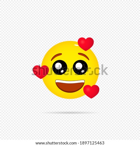 Love emoji icon. Happy emotion. Smiley, emoticon. Social media concept. Vector on isolated transparent background. EPS 10