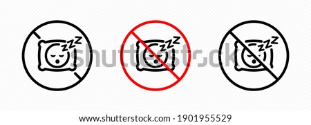 No sleep icon set. No pillow symbol. No sleeping sign in black. For graphic design, logo, Web, UI, mobile app. Vector on isolated transparent background. EPS 10