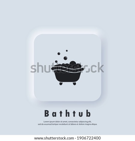  Bathtub icon. Bathtub symbol. Vector. Neumorphic UI UX white user interface web button. Neumorphism