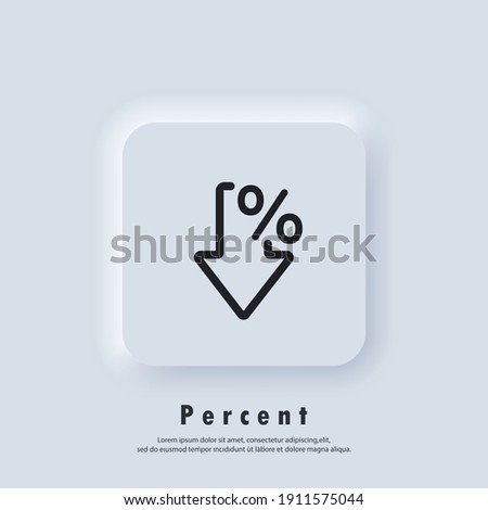 Percent arrow icon. Percent logo. Growth and reduction - discount. Vector. UI icon. Neumorphic UI UX white user interface web button. Neumorphism ストックフォト © 