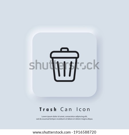 Trash can icon. Delete button. Rubbish basket. Vector EPS 10. UI icon. Neumorphic UI UX white user interface web button. Neumorphism