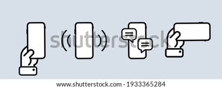 Smartphone template icon set. Calling phone, message window. Using telephone. Vector on isolated background. EPS 10